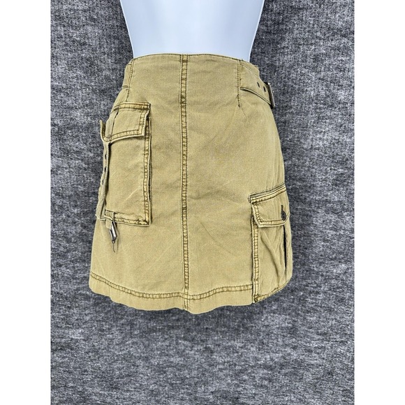 Free People Dresses & Skirts - Free People Skirt Womens 6 Green Cargo Utility Mini Pockets‎ Buckle Strap Twill